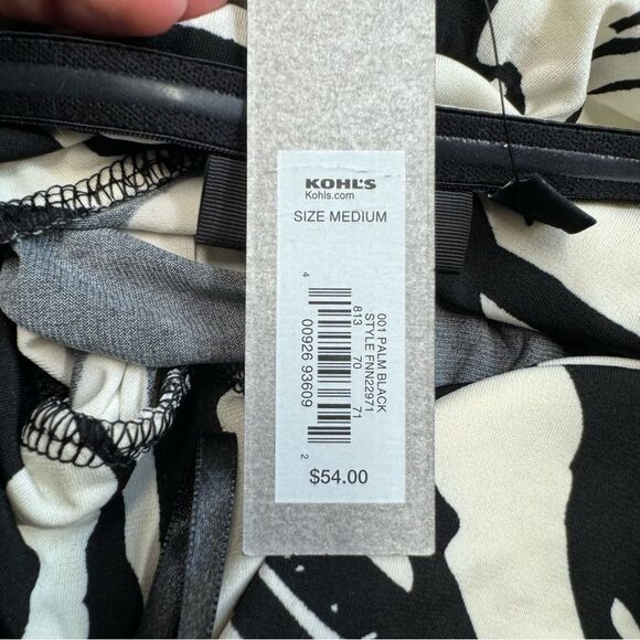 Apt 9 Women's Tropical Palm Fran Tie Halter Mini Dress M Med Medium Black Ivory - Picture 8 of 12